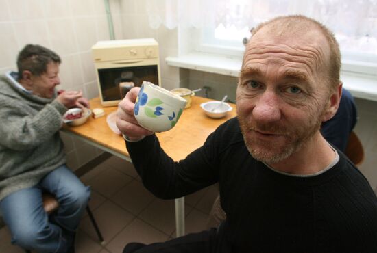 Night Shelter residents having a meal