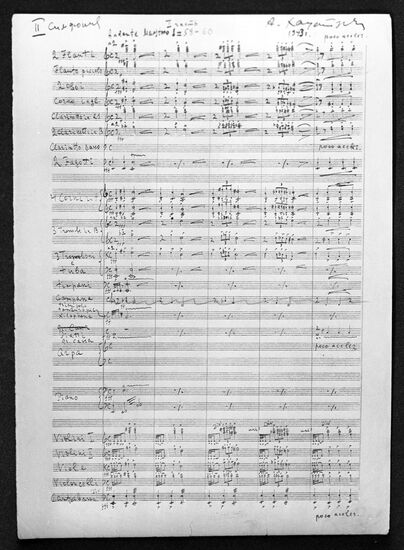 Page of score for Aram Khachaturian's 2nd Symphony