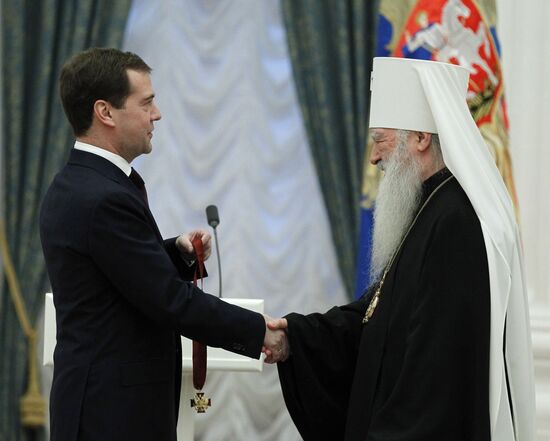 Dmitry Medvedev presents state awards in the Kremlin