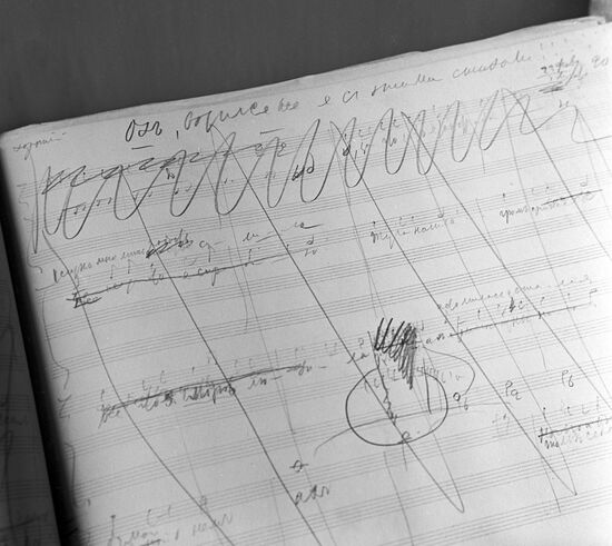 A page in the draft manuscript of the "Queen of Spades" opera