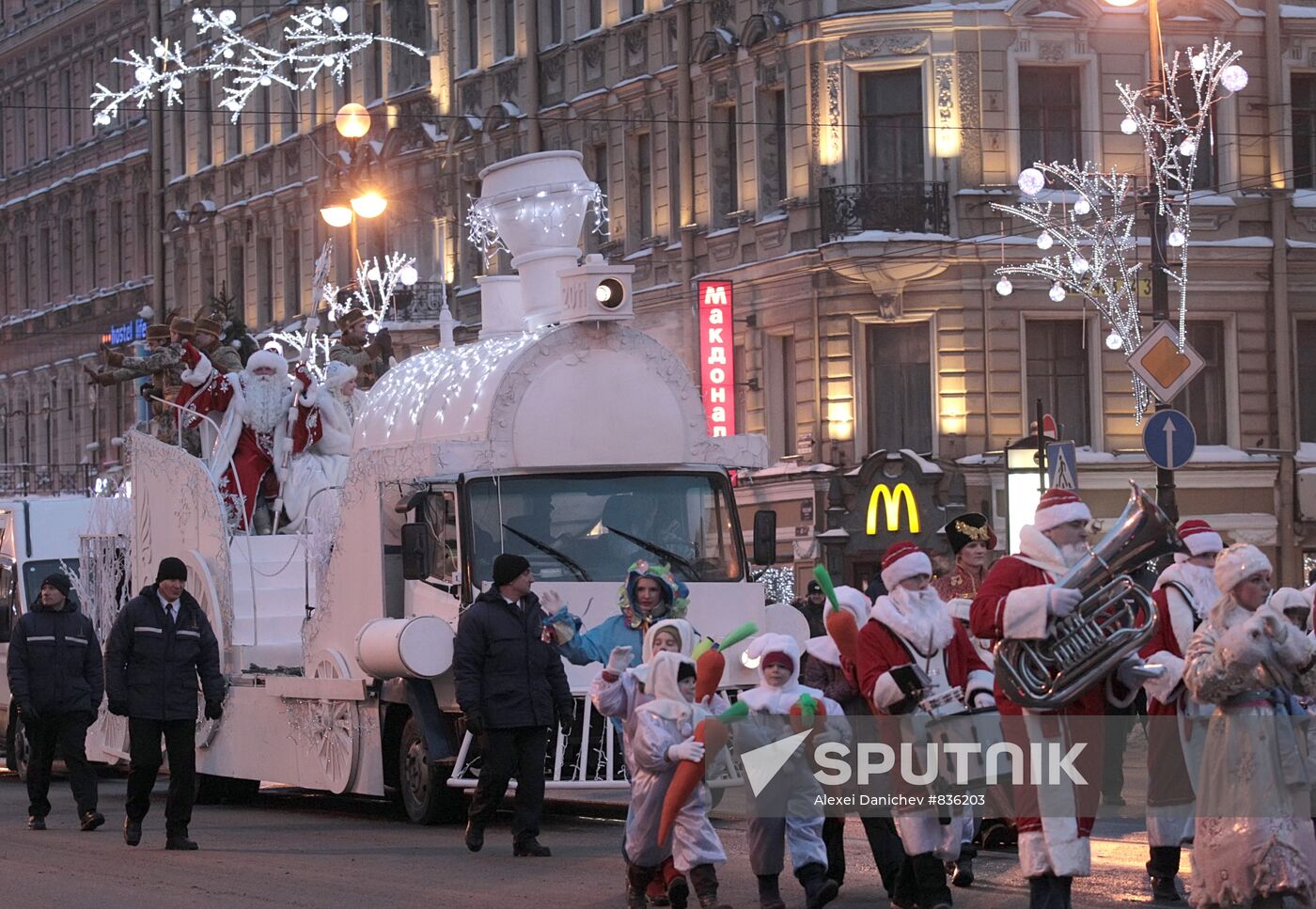 Father Frost procession along Nevsky Avenue, St.Petersburg