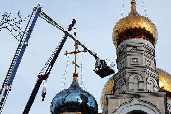Mounting cross which collapsed during recent storm