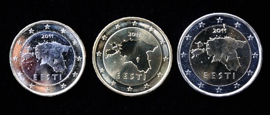 Euro coins of Estonia, which joined EU on January 1