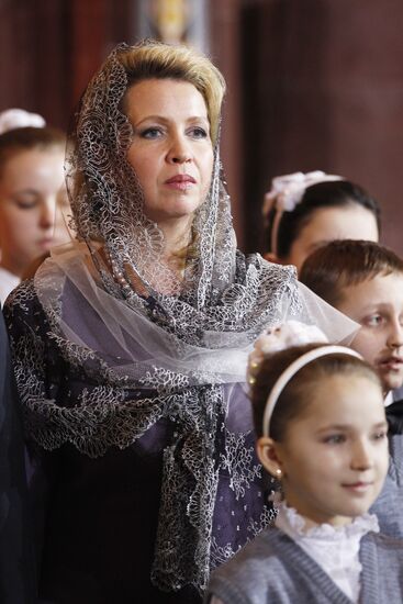Svetlana Medvedeva attends Christmas service in Moscow