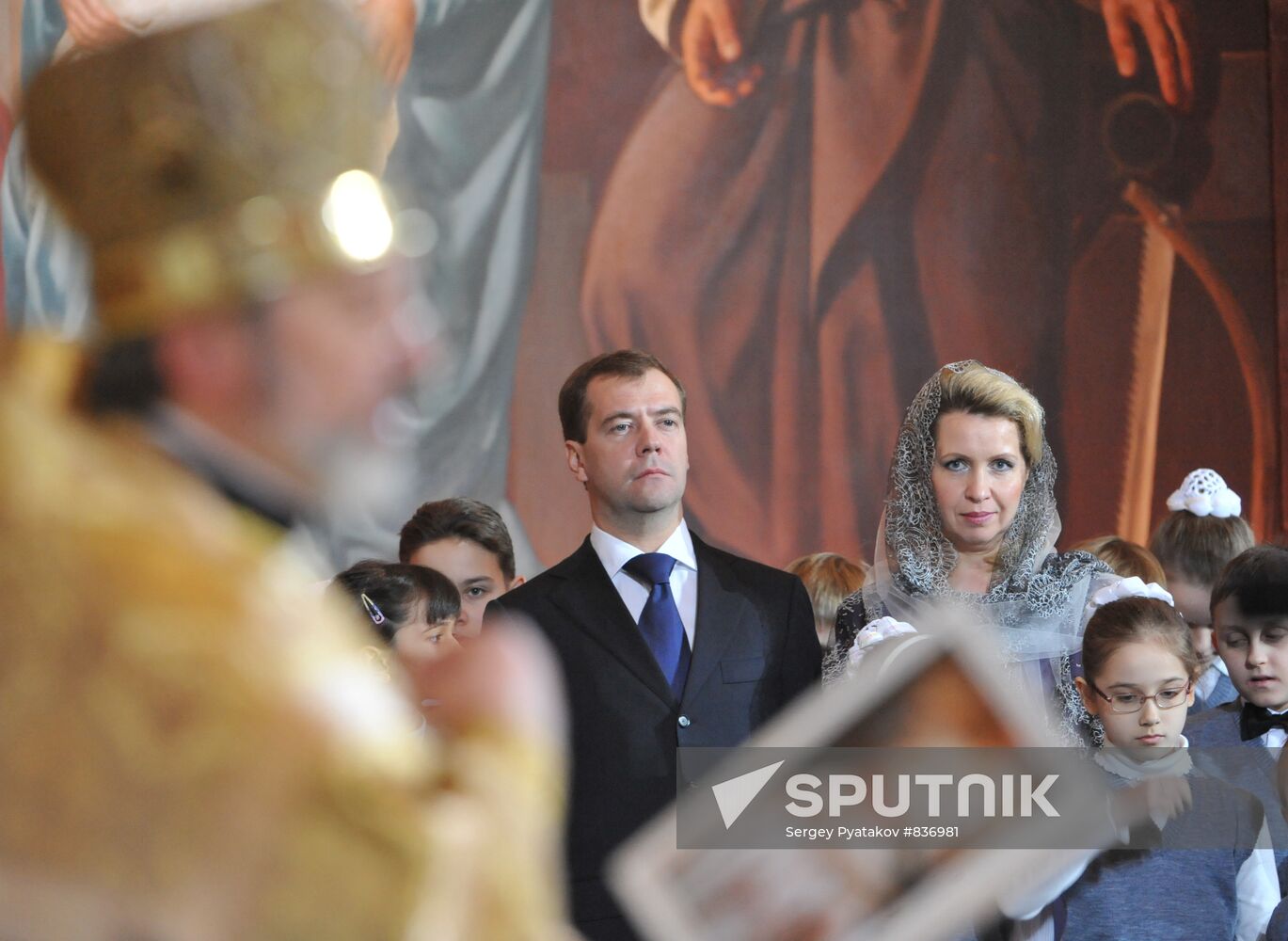 Dmitry Medvedev attends Christmas service in Moscow