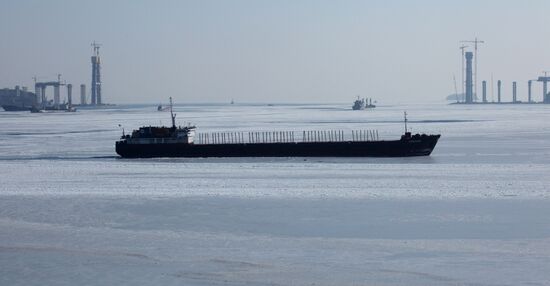 View of bridge built to Russky Island