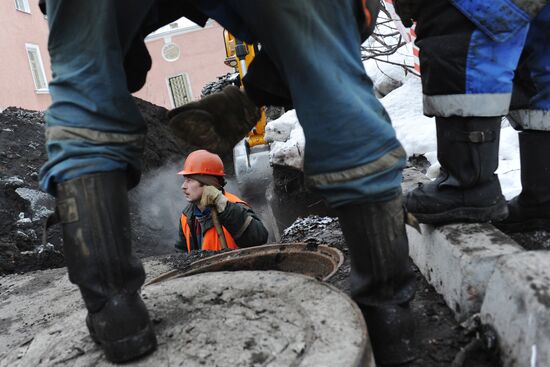 Pipe breaks at Kirovsky District of St. Petersburg