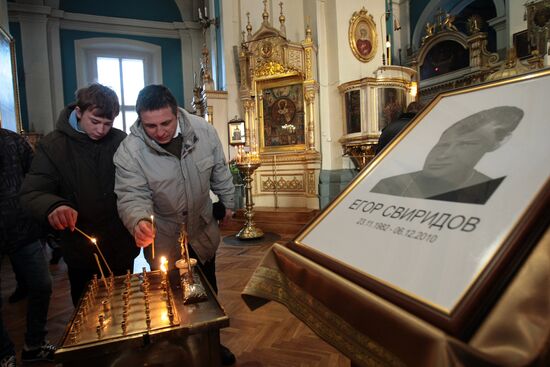 Memorial service for Yegor Sviridov held in St. Petersburg