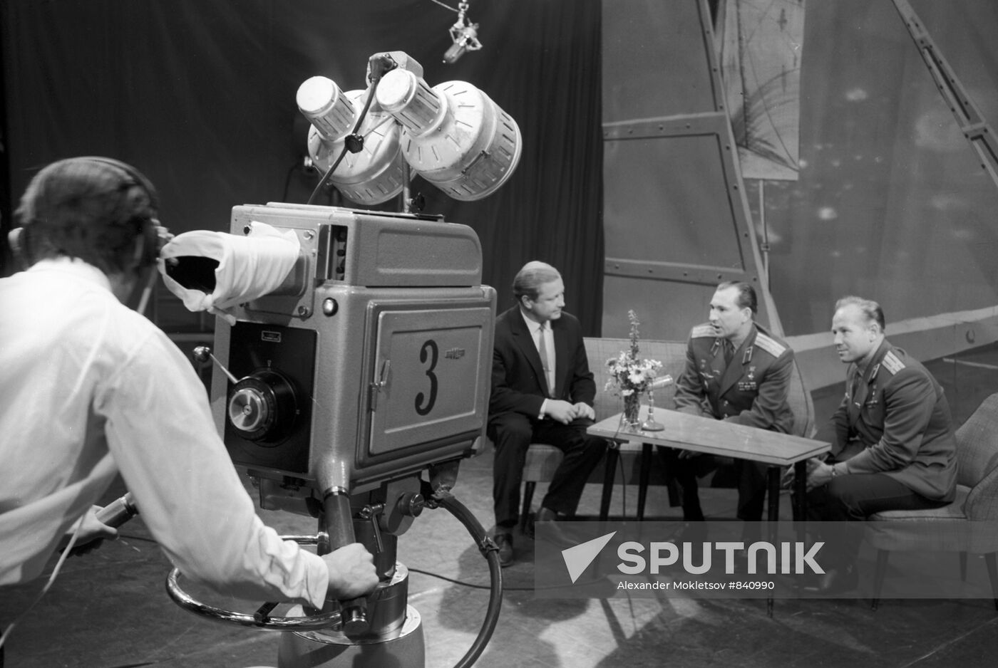 Cosmonauts at a local TV studio