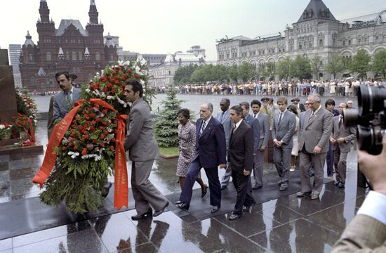 Cuban delegation at V.I. Lenin Mausoleum
