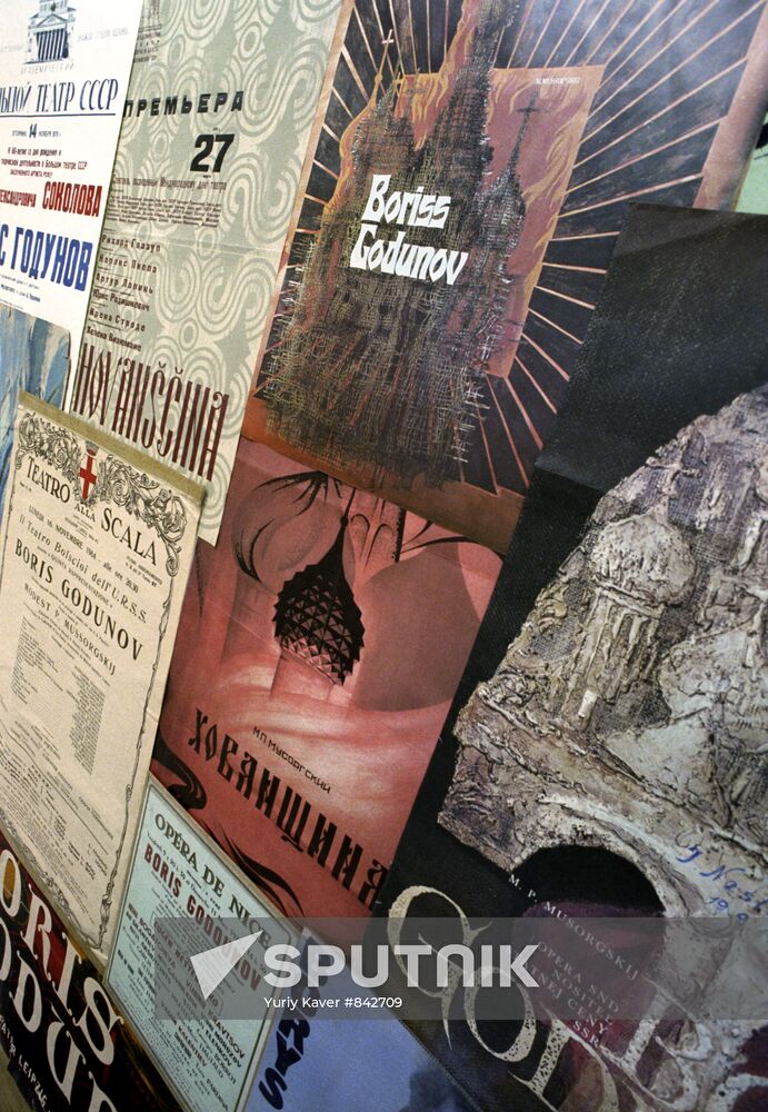 Set of posters of Russian composer Modest Mussorgsky's operas
