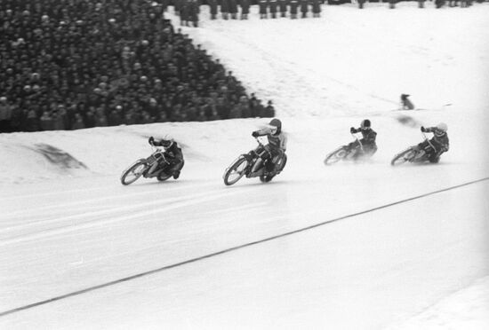 During Ice Motorcycle Racing