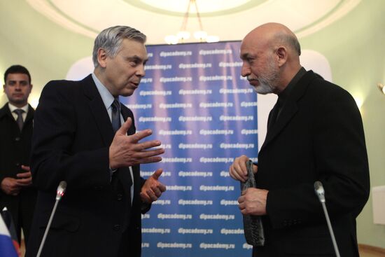 Hamid Karzai at Russian Foreign Ministry's Diplomatic Academy