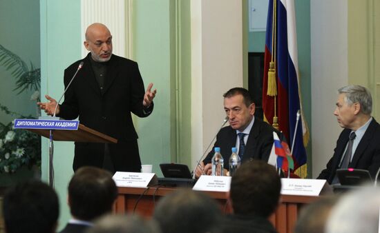 Hamid Karzai at Russian Foreign Ministry's Diplomatic Academy