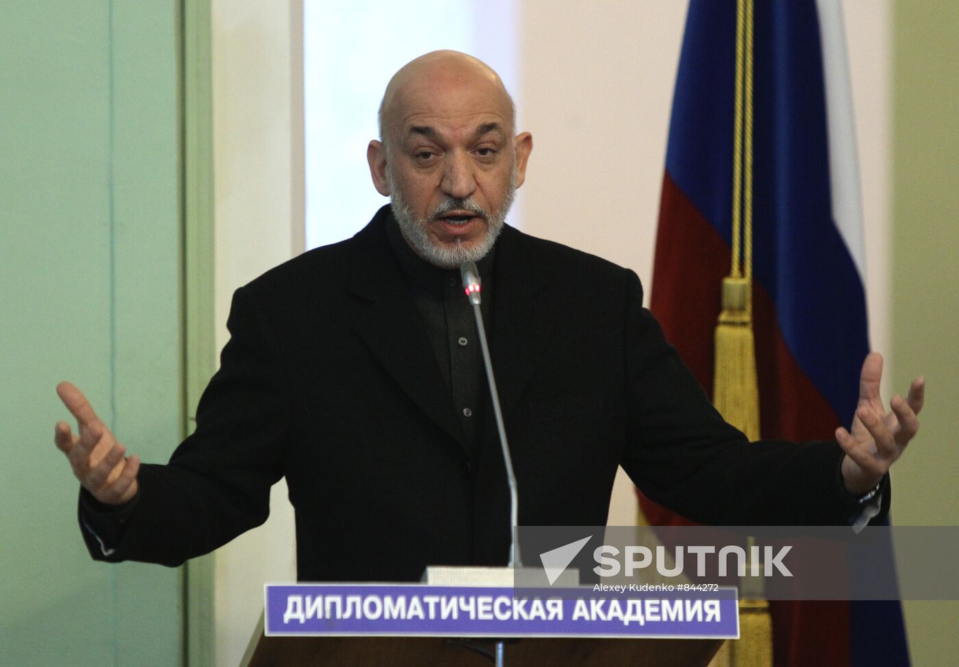 Hamid Karzai at Russian Foreign Ministry's Diplomatic Academy
