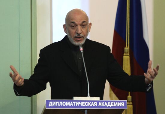 Hamid Karzai at Russian Foreign Ministry's Diplomatic Academy