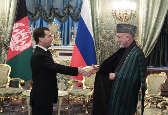 Dmitry Medvedev meets with Hamid Karzai