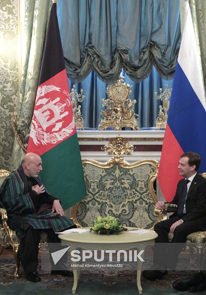 Dmitry Medvedev meets with Hamid Karzai