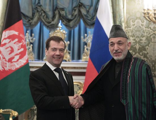 Dmitry Medvedev meets with Hamid Karzai