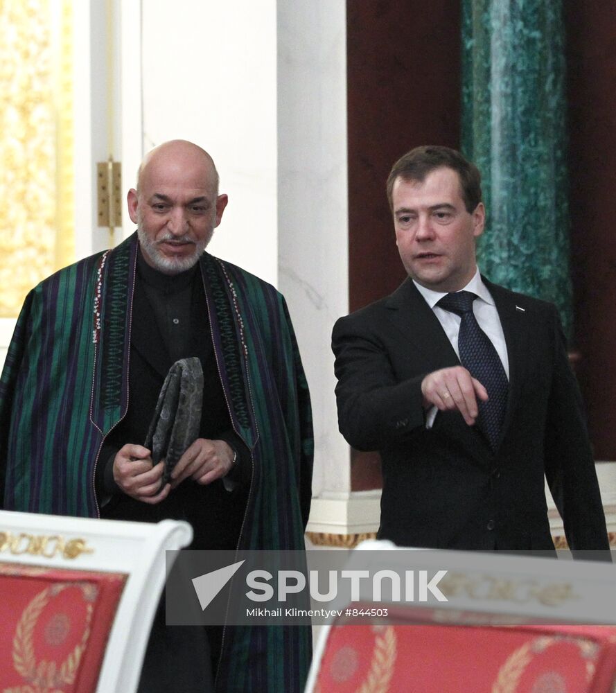 Dmitry Medvedev meets with Hamid Karzai