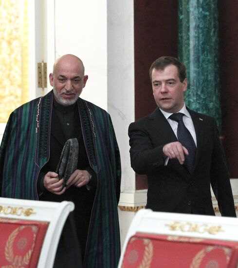 Dmitry Medvedev meets with Hamid Karzai