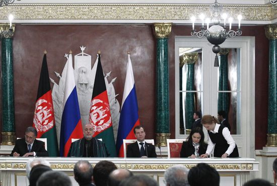 Dmitry Medvedev meets with Hamid Karzai