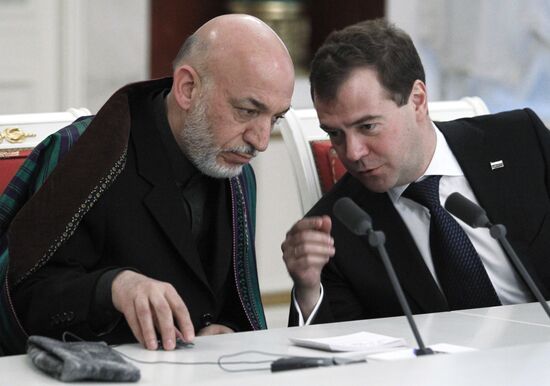 Dmitry Medvedev meets with Hamid Karzai
