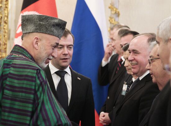 Dmitry Medvedev meets with Hamid Karzai