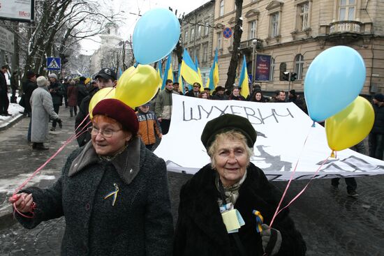 Celebration of Ukraine's Unification Day in Lvov