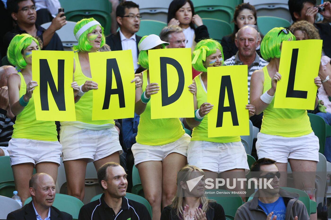 Fans support tennis player Rafael Nadal