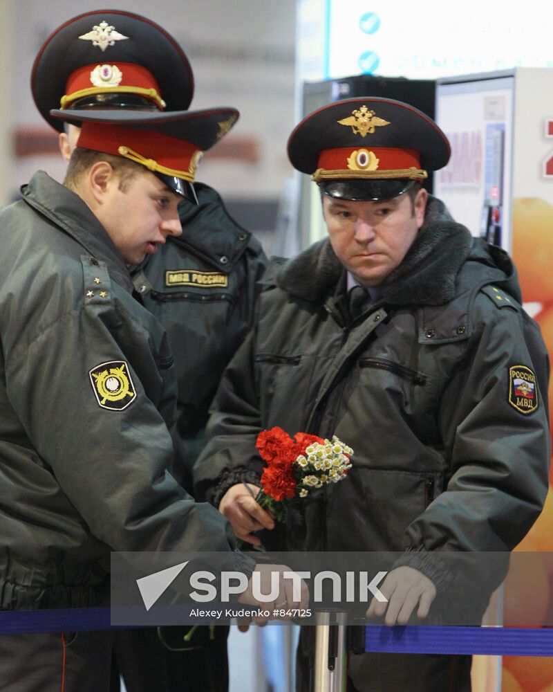 Policemen with flowers