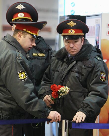 Policemen with flowers