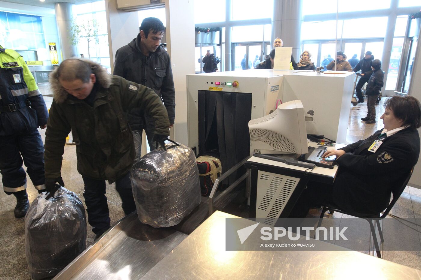 Passengers luggage check at Domodedovo Airport