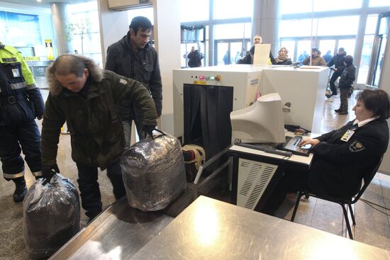 Passengers luggage check at Domodedovo Airport