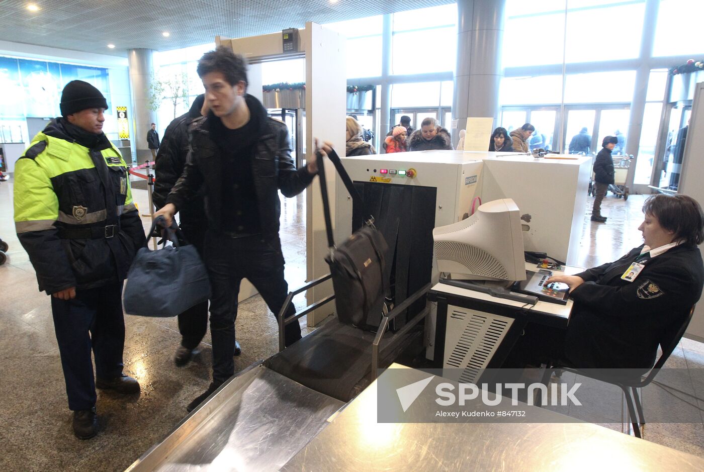 Passengers luggage check at Domodedovo Airport