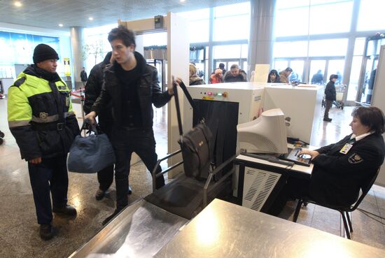 Passengers luggage check at Domodedovo Airport