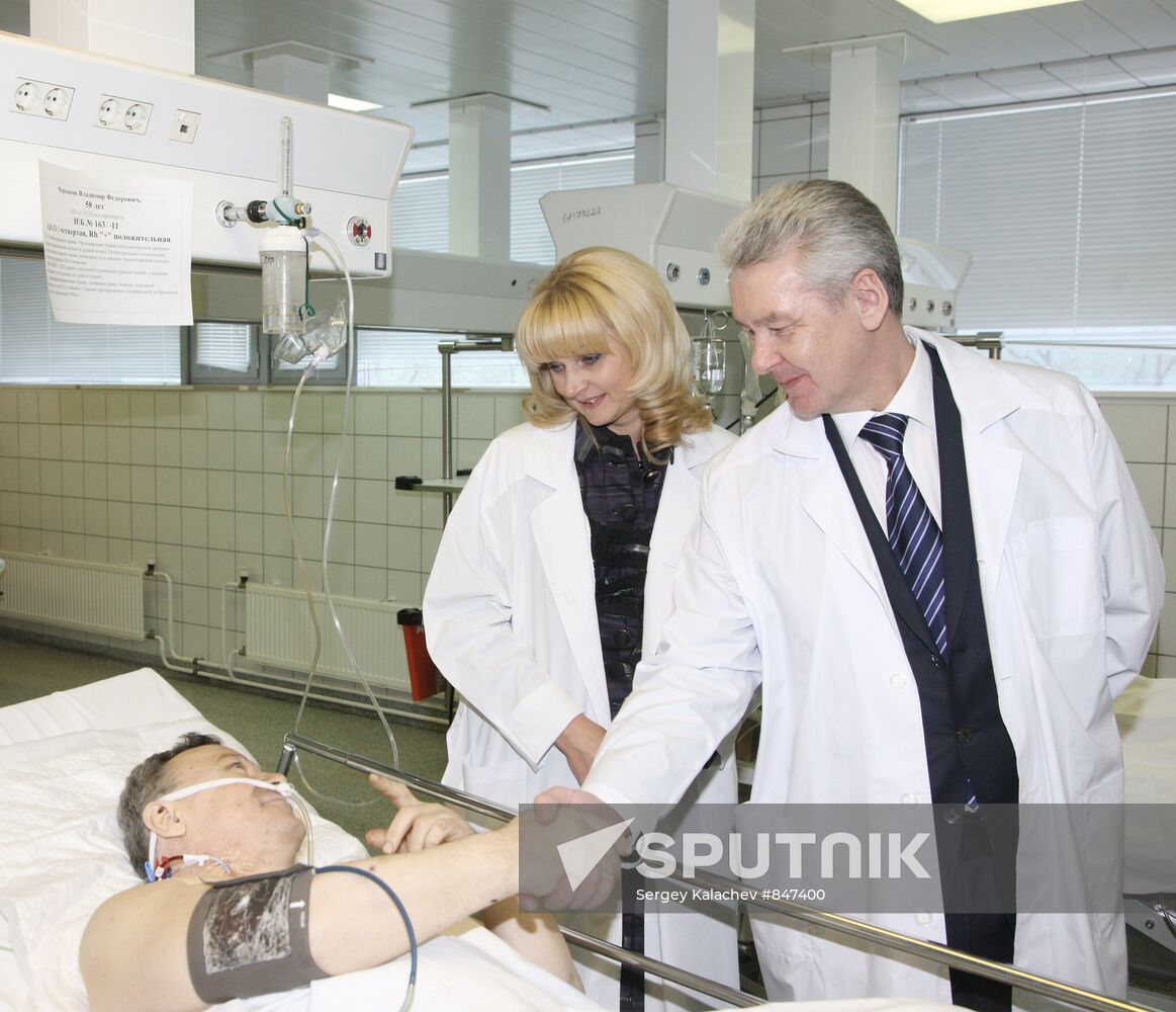 Moscow Mayor Sergei Sobyanin visits terrorist blast victims