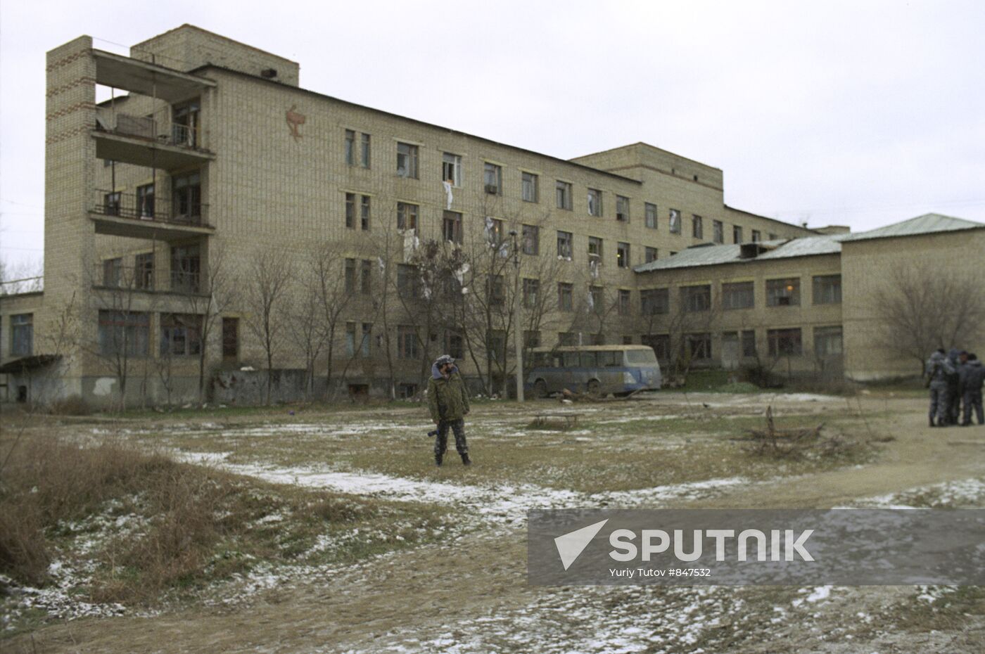 View of Kizlyar hospital after Chechen rebels escaped from it