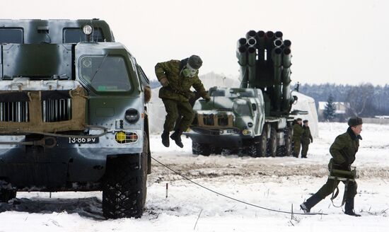 Combat exercises involving live firing of Smerch MLRSs