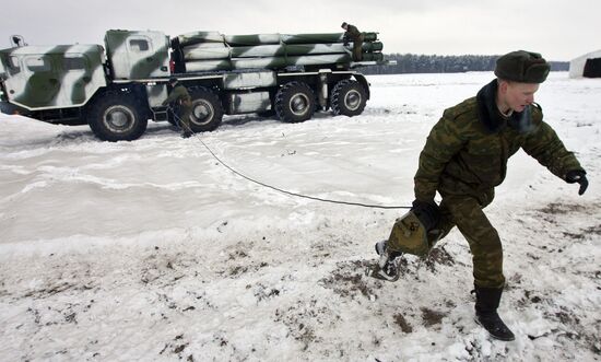 Combat exercises involving live firing of Smerch MLRSs