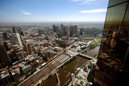 View of Melbourne from skyscraper Eureka Tower