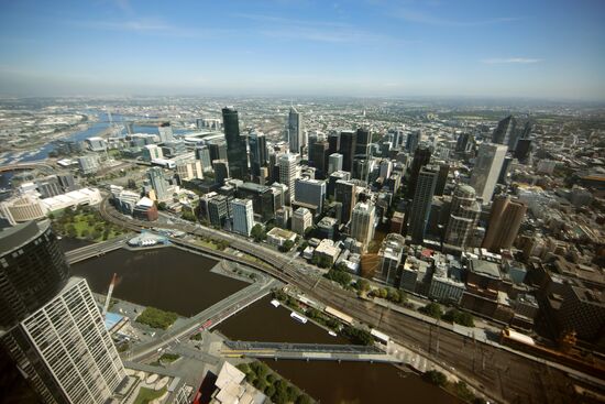 View of Melbourne from skyscraper Eureka Tower