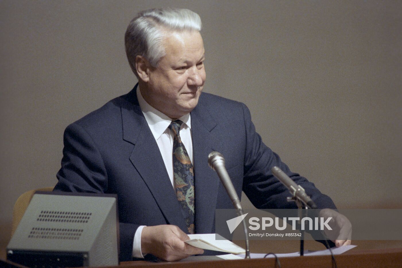 Boris Yeltsin during meeting of Supreme Soviet of RSFSR