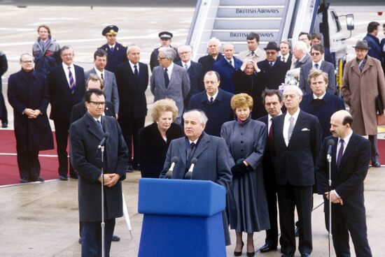 Mikhail Gorbachev at the Heathrow Airport