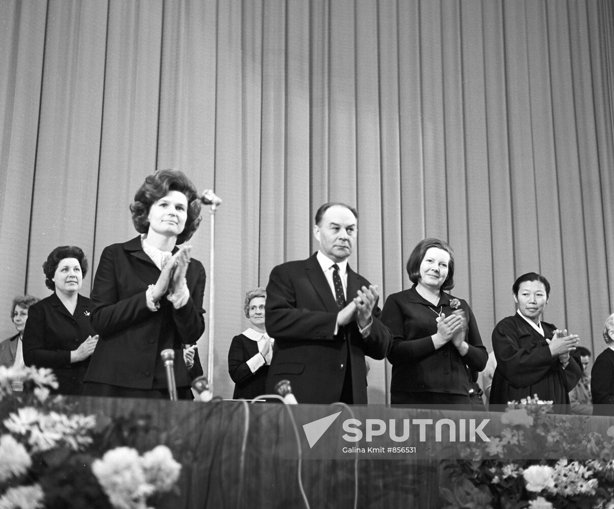 Valentina Tereshkova and Alexander Shelepin at symposium