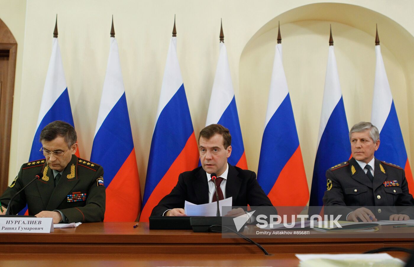 Dmitry Medvedev holds a meeting at the Internal Affairs ministry