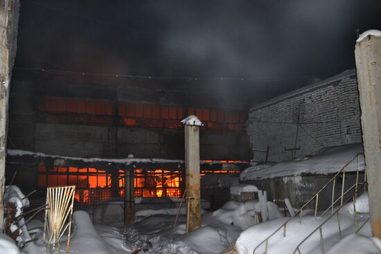 Warehouse on fire in Perm