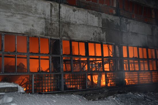 Warehouse on fire in Perm
