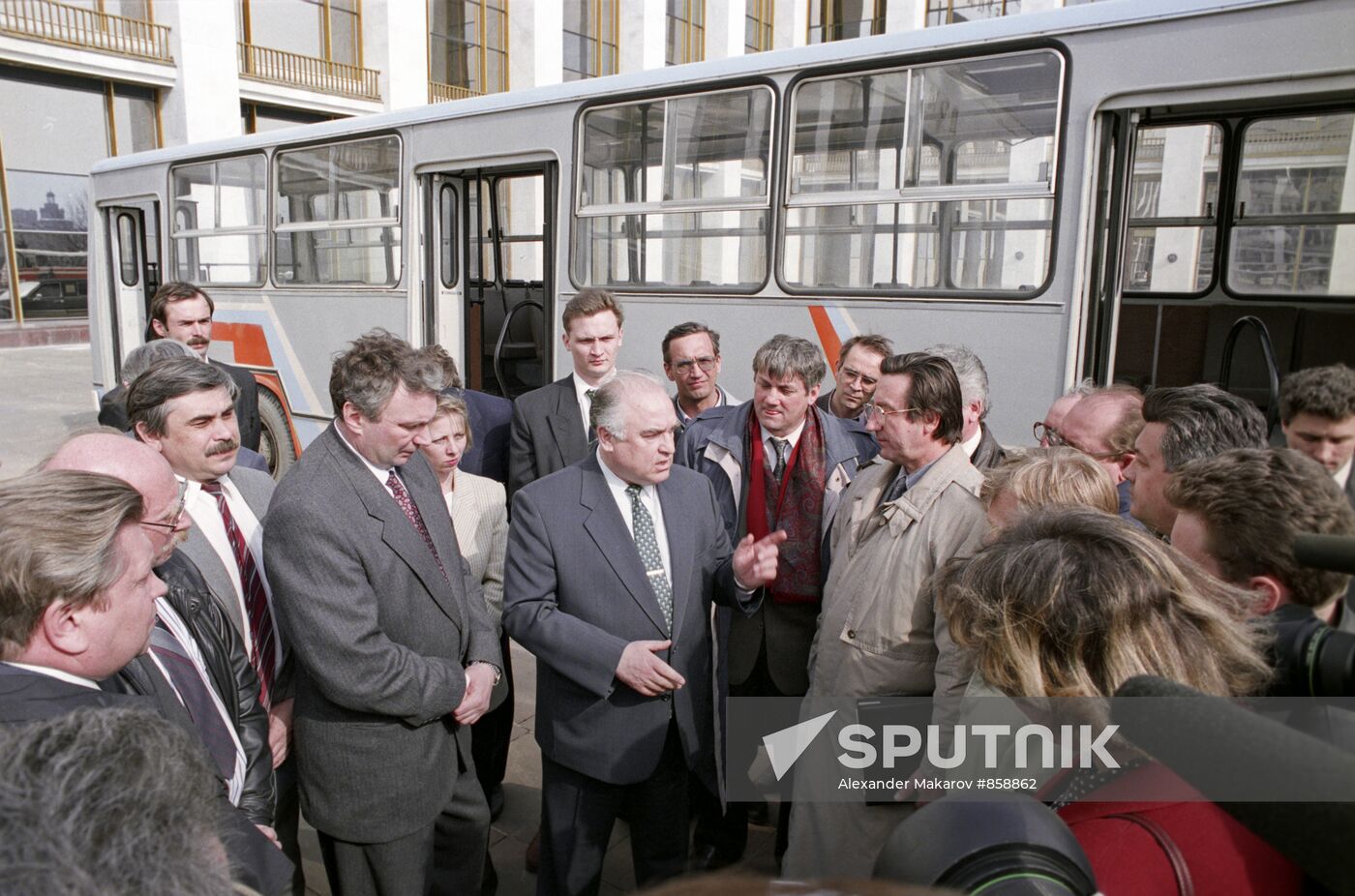 V.Chernomyrdin examining new buses
