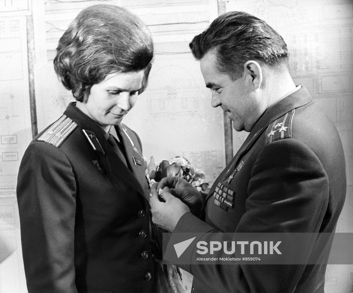 Valentina Tereshkova after defending her graduation paper at the Zhukovsky Air Force Engineering Academy
